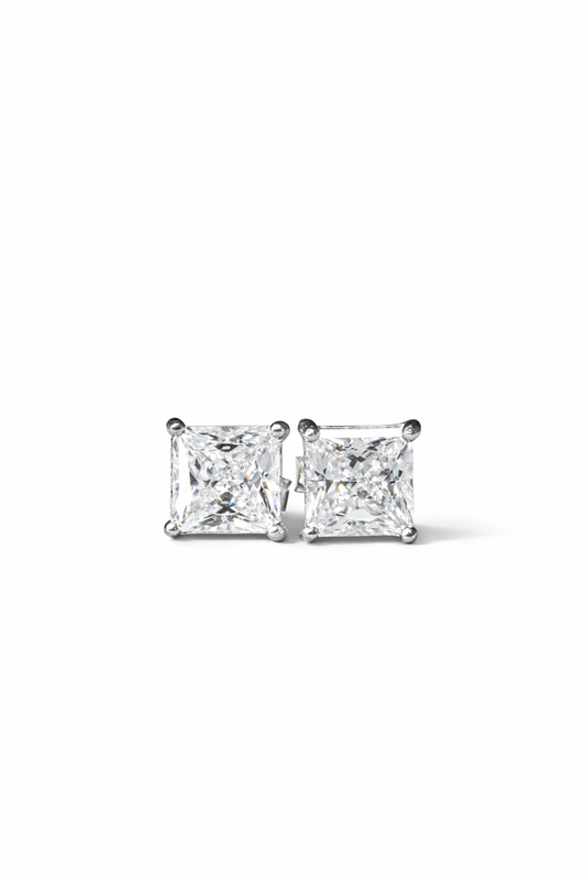 Square Solitaires 925 Sterling Silver Studs