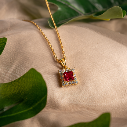 Ruby Crown 925 Sterling Silver Necklace