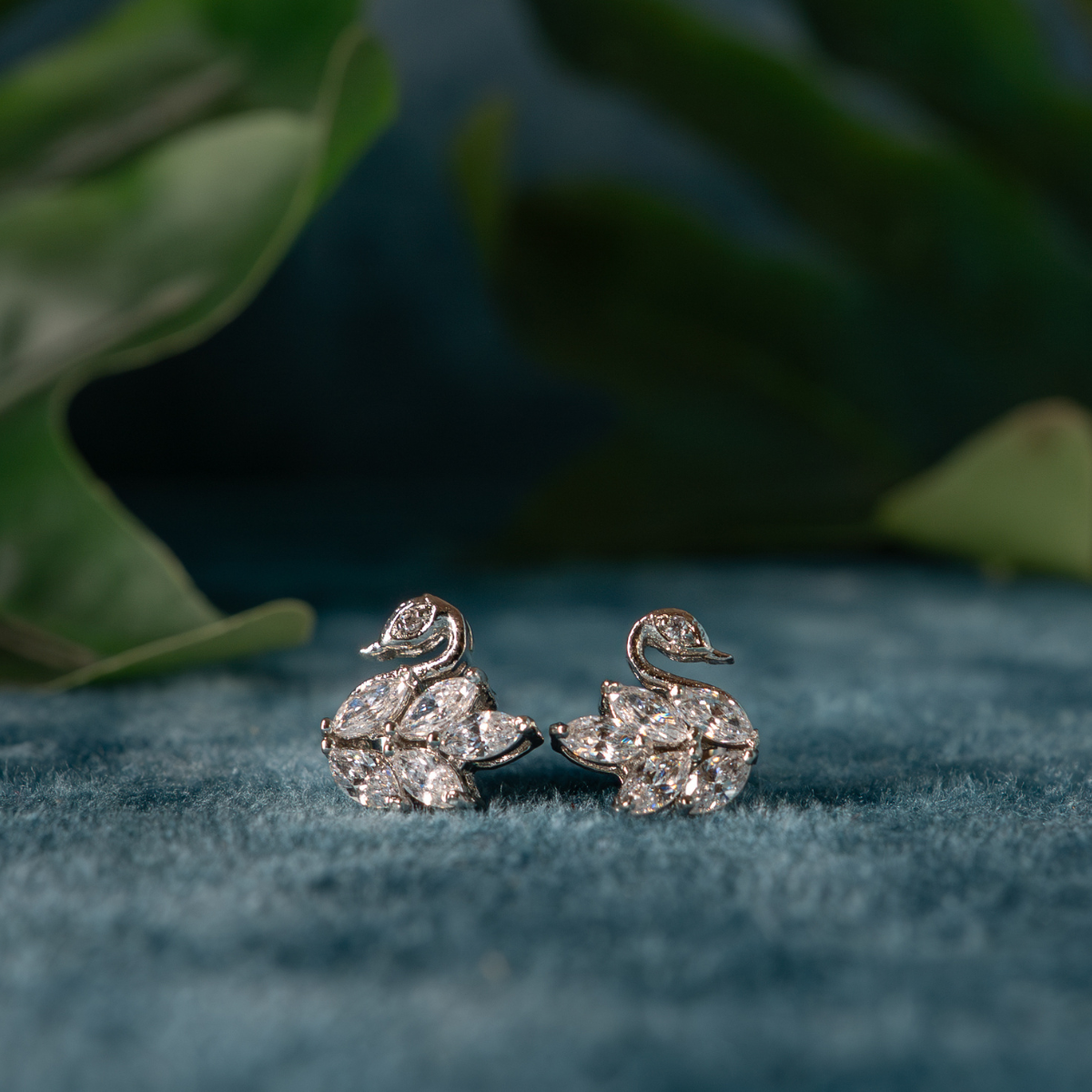 Swan Bloom 925 Sterling Silver Earrings