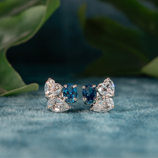 Sapphire Bloom 925 Sterling Silver Earrings