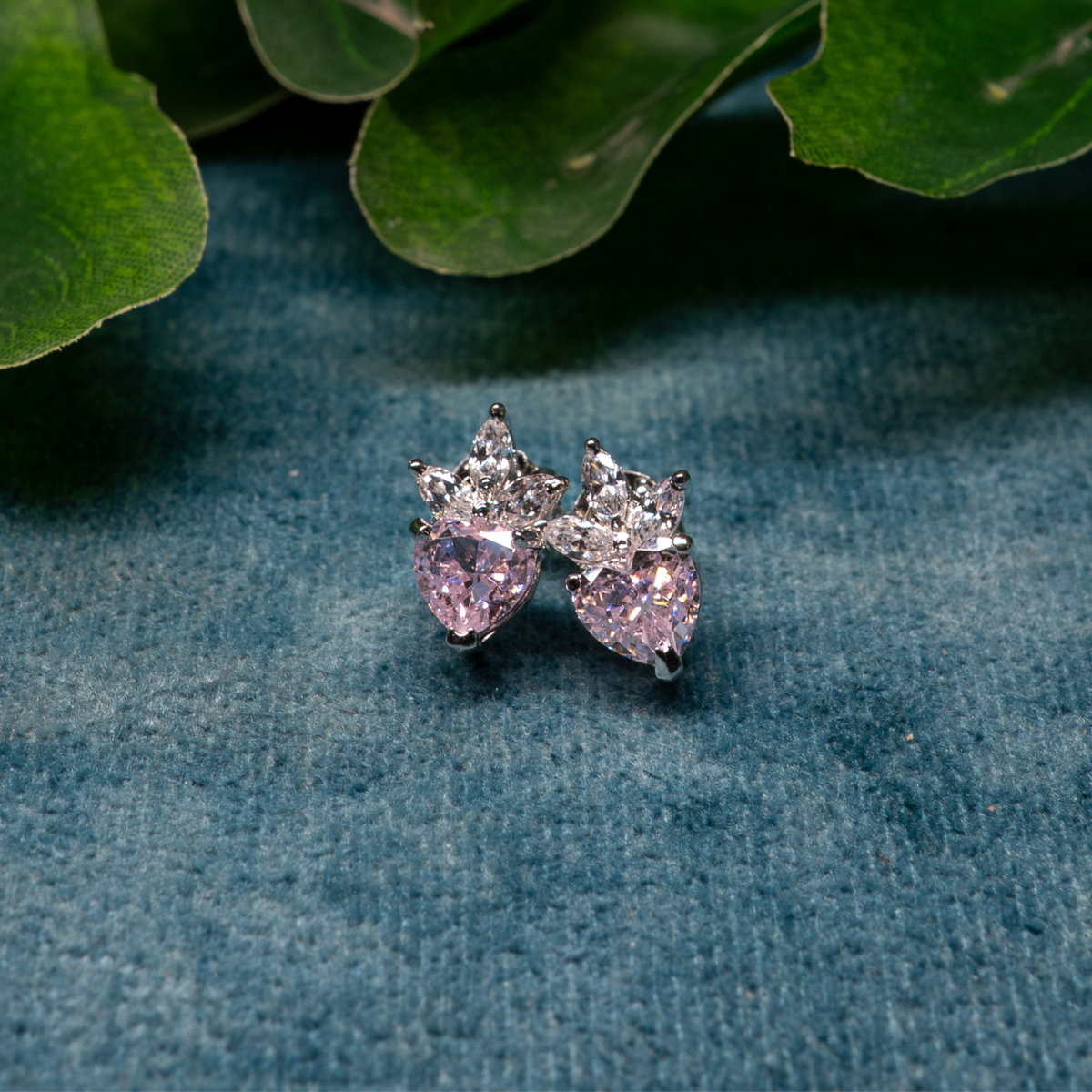 Pink Royale Heart 925 Sterling Silver Earrings