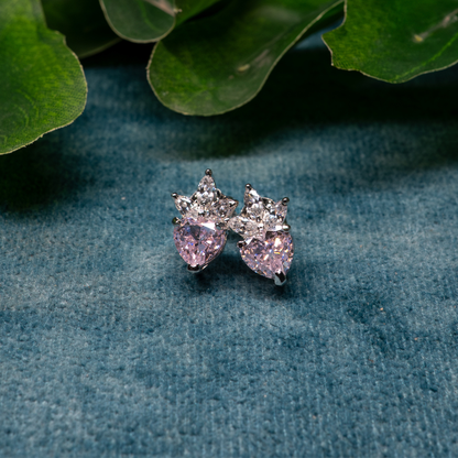 Pink Royale Heart 925 Sterling Silver Earrings