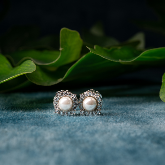 Pearl Halo 925 Sterling Silver Earrings