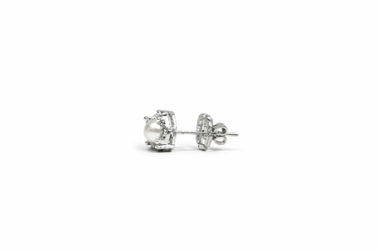 Pearl Halo 925 Sterling Silver Earrings