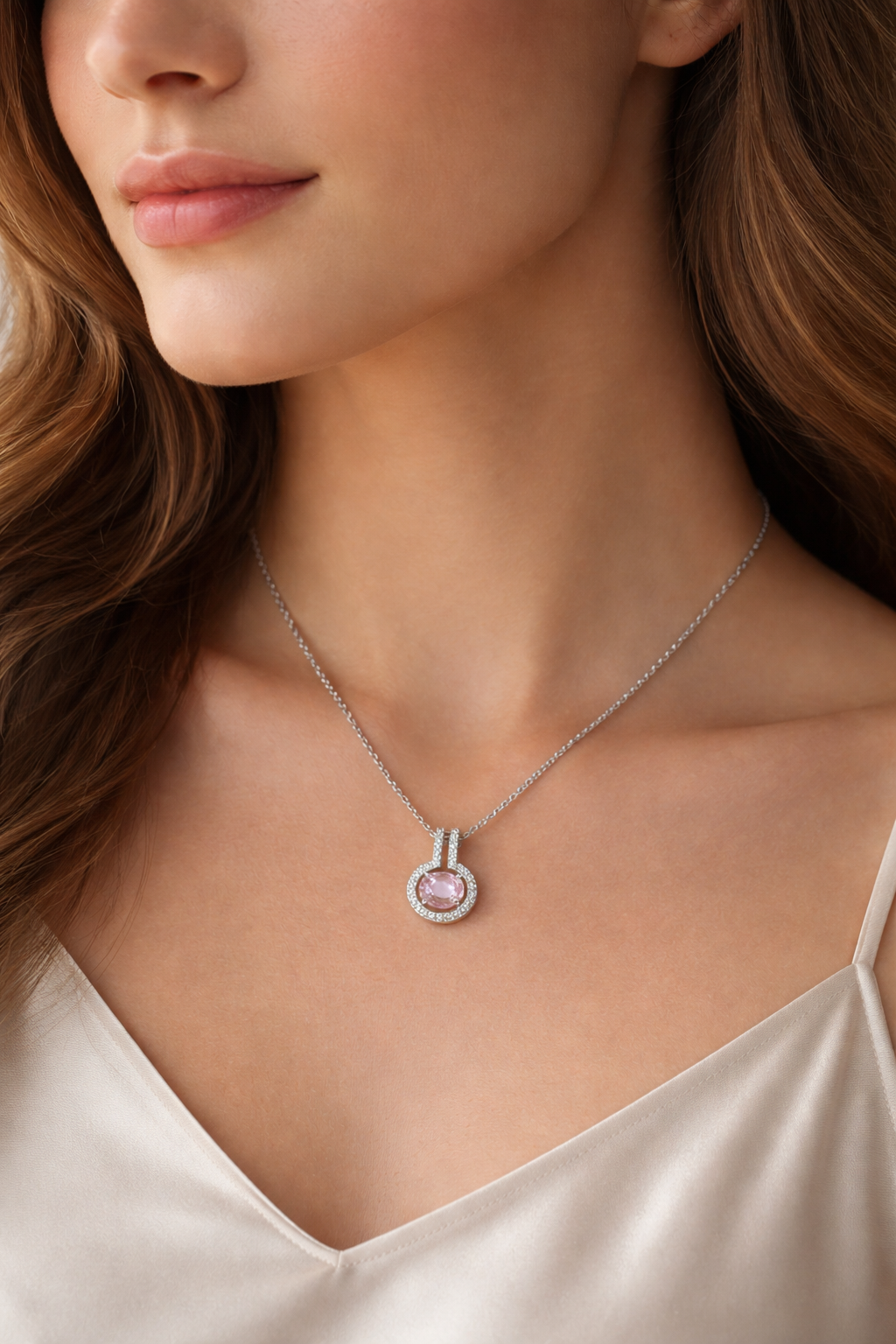 Rose Halo 925 Sterling Silver Necklace
