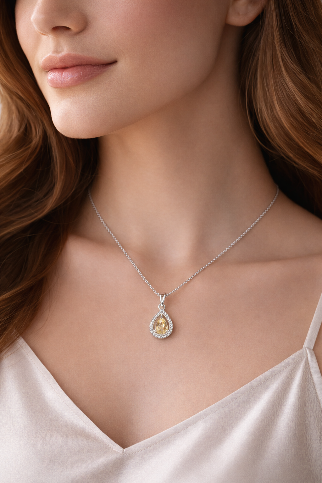 Golden Teardrop 925 Sterling Silver Necklace