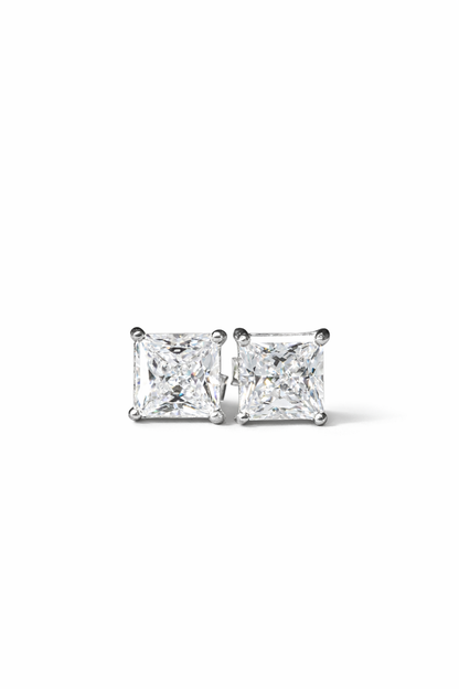 Square Solitaires 925 Sterling Silver Studs