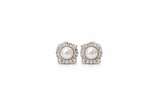 Pearl Halo 925 Sterling Silver Earrings