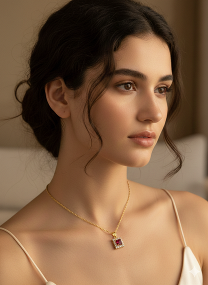 Ruby Crown 925 Sterling Silver Necklace