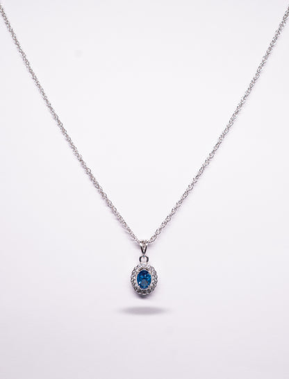 Sapphire Halo 925 Sterling Silver Necklace