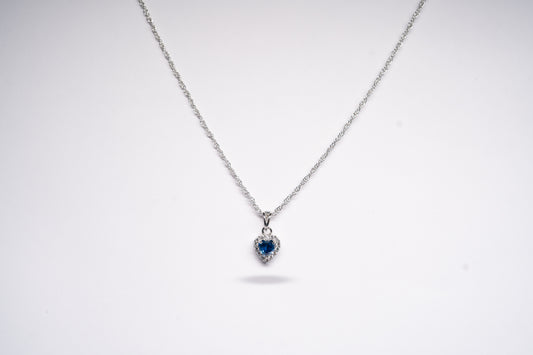 Azure Heart Halo 925 Sterling Silver Necklace