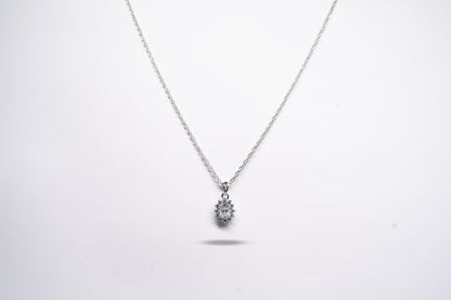Oval Halo 925 Sterling Silver Necklace