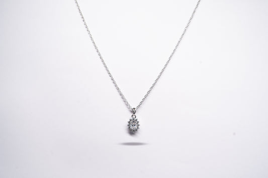 Oval Halo 925 Sterling Silver Necklace