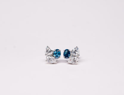 Sapphire Bloom 925 Sterling Silver Earrings